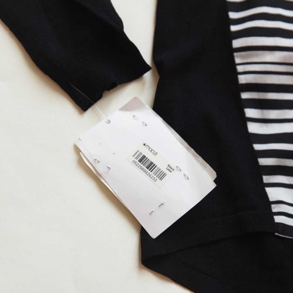 CALVIN KLEIN Long Sleeve Black Sheer Top medium M women New - Picture 2 of 3